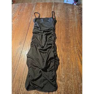 New Small Sexy Little Black Dress Spaghetti Strap Ruched Side Bodycon Mini Dress